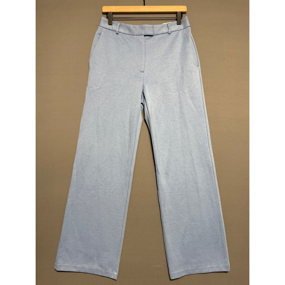 J.McLaughlin Brock Pants Womens 6 Fair Blue Wide Leg Stretch Preppy Workwear NWT